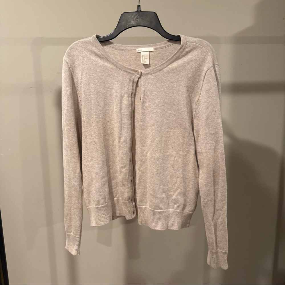 H&M Cream Colored Cardigan Size Large Women’s Button Down Basic Style
